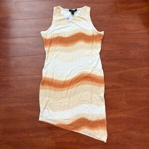 Forever 21 Asymmetrical Dress in Orange and Cream